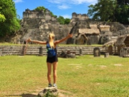 Andrea at the Tikal square